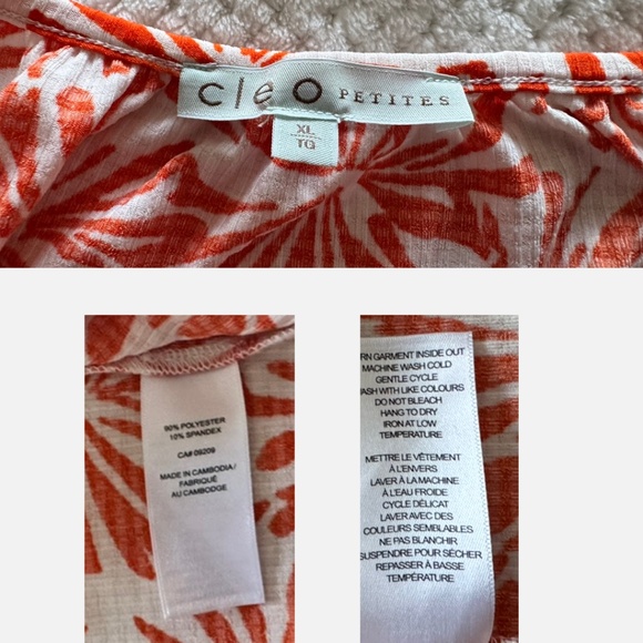 Cleo Petites V-Neck Blouse (XL Petite) Orange Starburst Floral - Picture 4 of 6